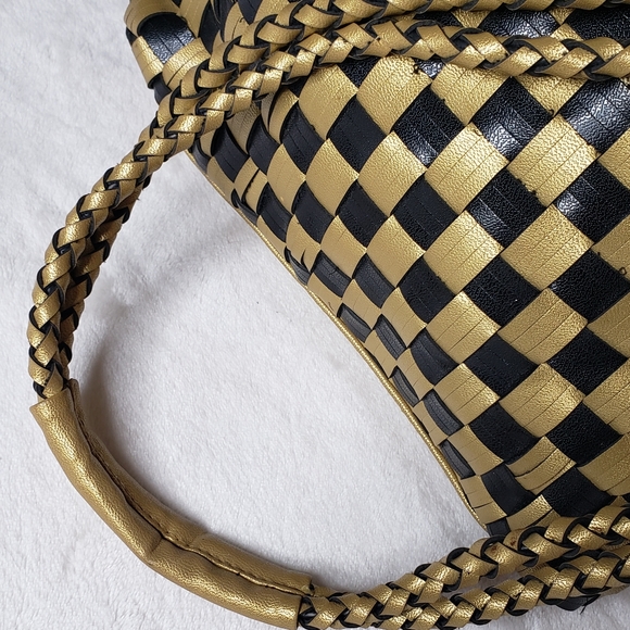 Woven Cowhide Single Shoulder Checkered Handbag